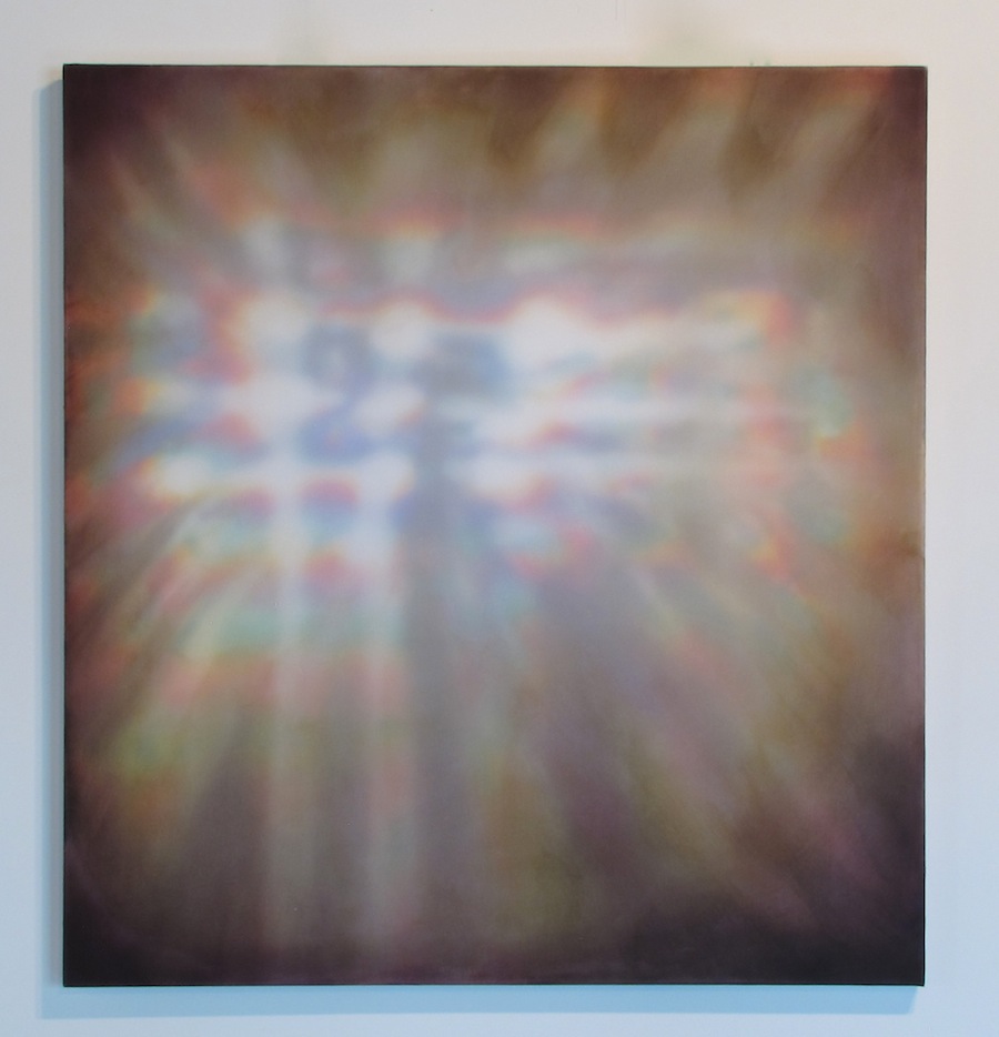 Burst IV 32" x 30", 2015 Oil, acrylic, and gouache on paper and polyester mesh
