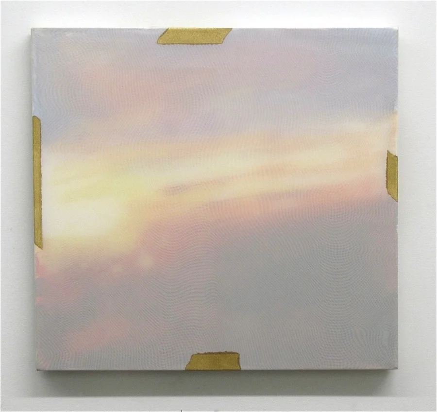 Memories in Elysian 14" x 15", 2014 Gouache and spray paint on paper and polyester mesh