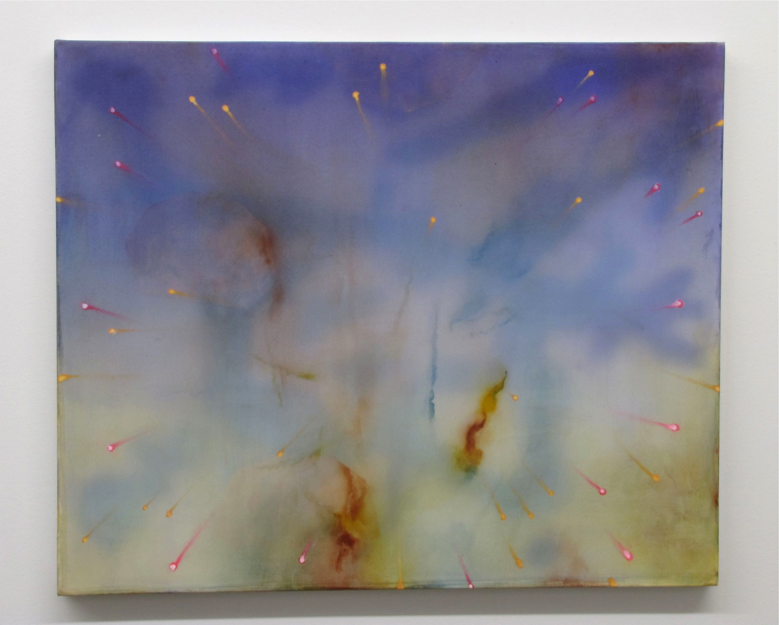 Blast 19" x 23", 2014 Oil, acrylic, and gouache on paper and polyester mesh