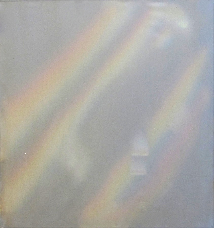 Prism 16"x 15", 2016 Oil, acrylic, and gouache on paper and polyester mesh