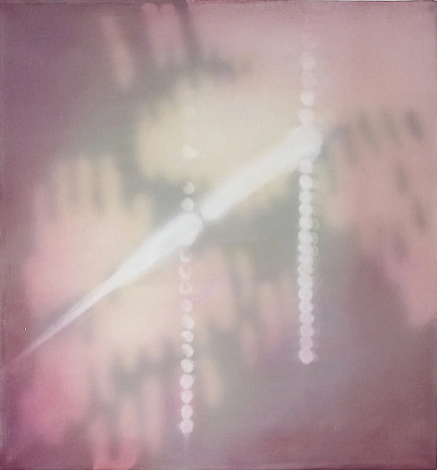 Echo 16"x 15", 2016 Oil, acrylic, and gouache on paper and polyester mesh
