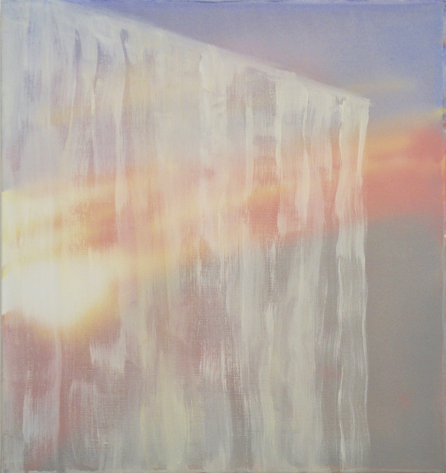 Window IV 16"x 15", 2017 Oil, acrylic, and gouache on paper and polyester mesh