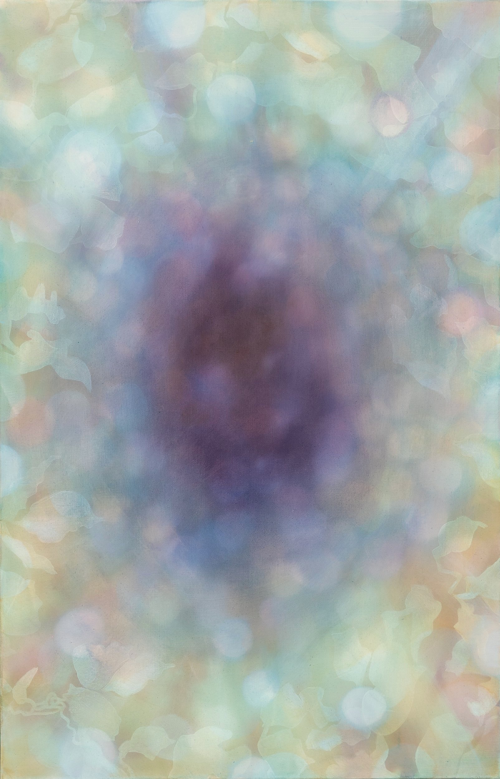 Void 34” x 22”, 2022 Oil, acrylic, and gouache on paper, tyvek and polyester mesh