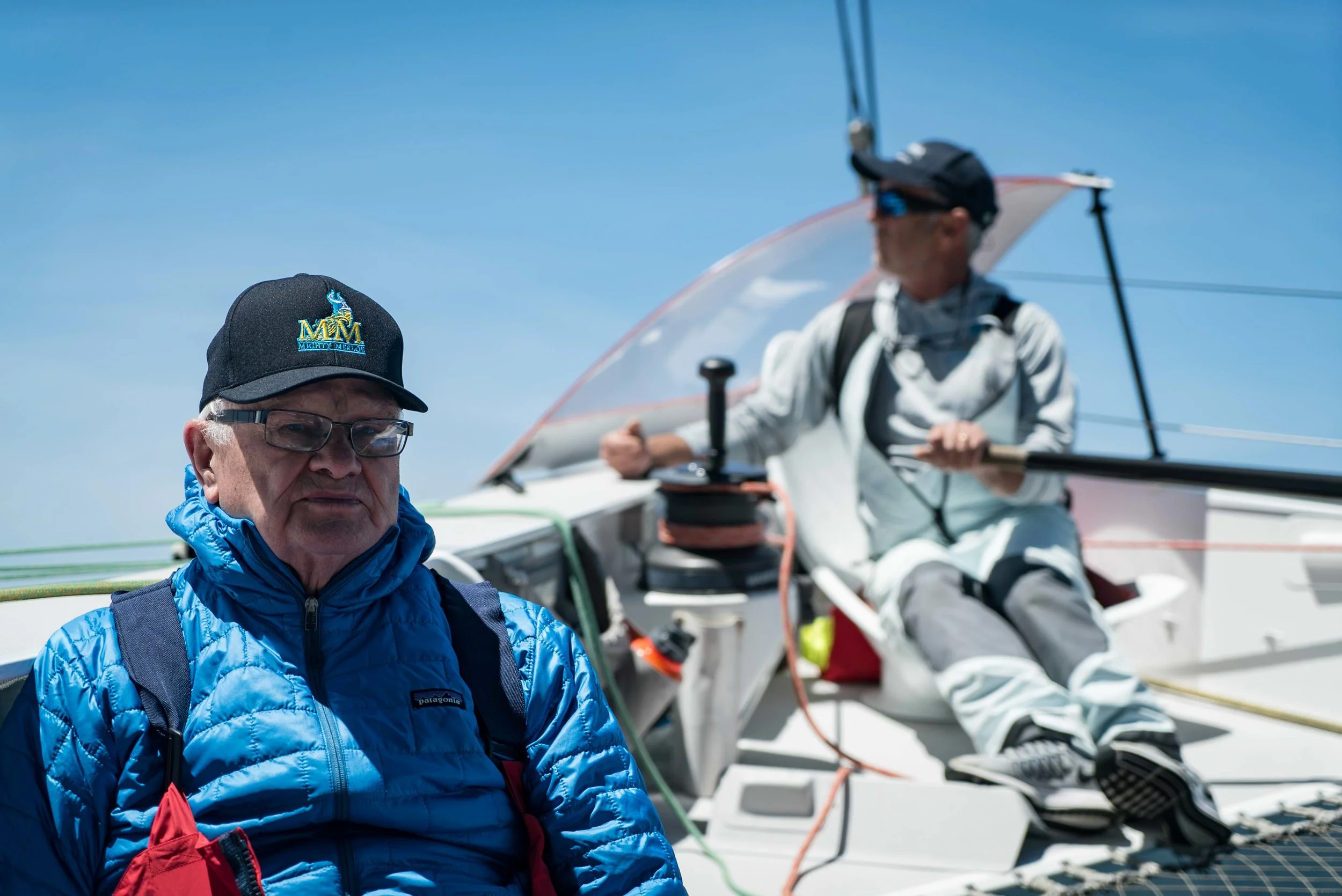 H.L. Enloe and Loick Peyron aboard the ORMA 60 Mighty Merloe.