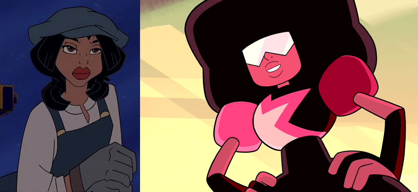 Audrey from Atlantis: The Lost Empire (2001), left. Garnet from Steven Universe (2013-present), right.