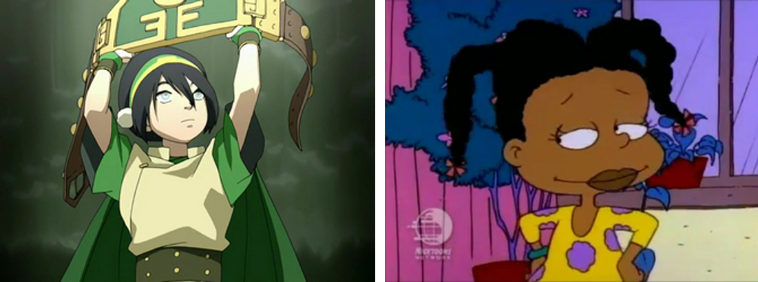 Clementine from The Walking Dead game (top), Toph Beifong from Avatar: the Last Airbender (left), Susie Carmichael from Rugrats (right).