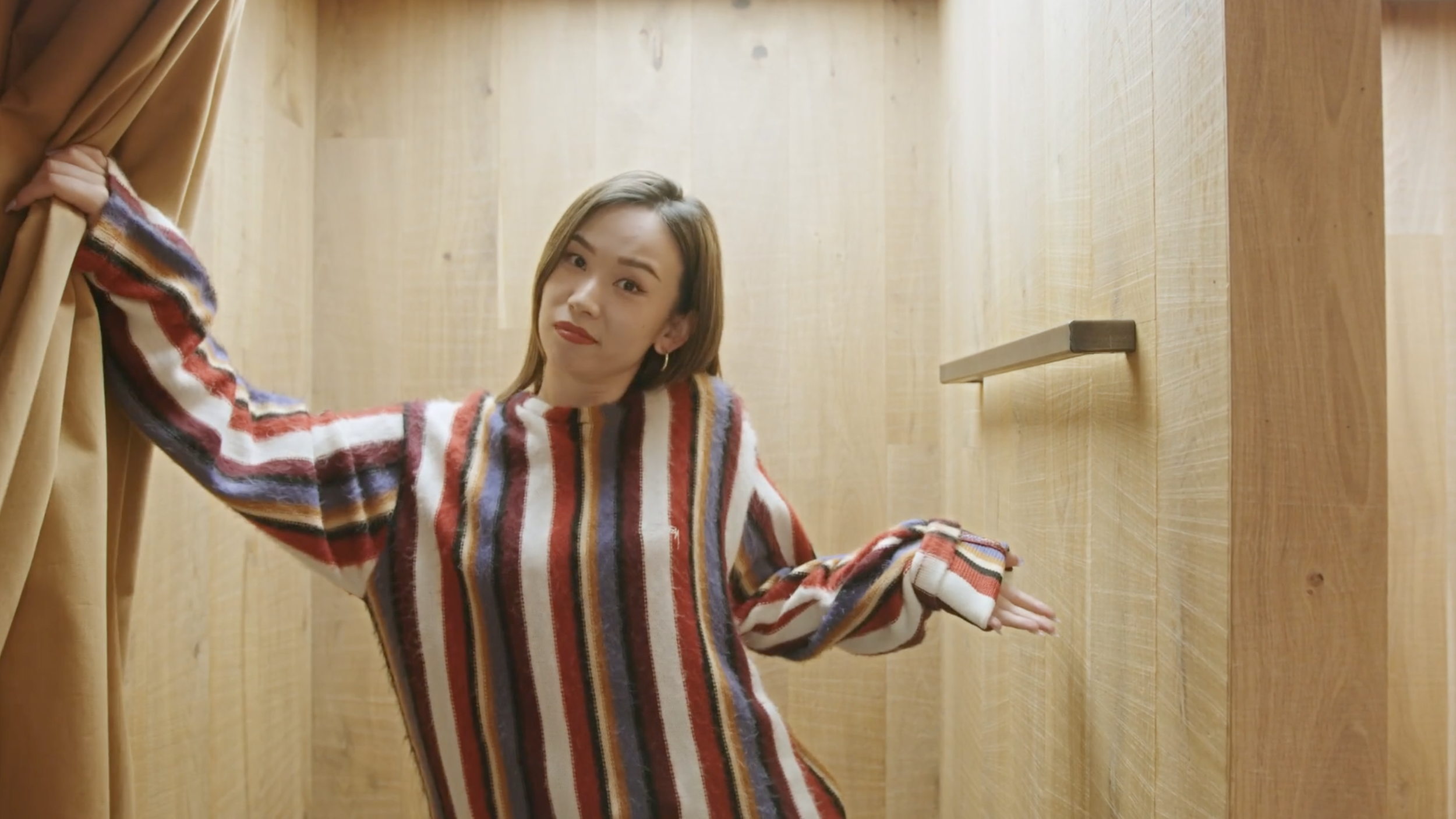 A girl in a changing room