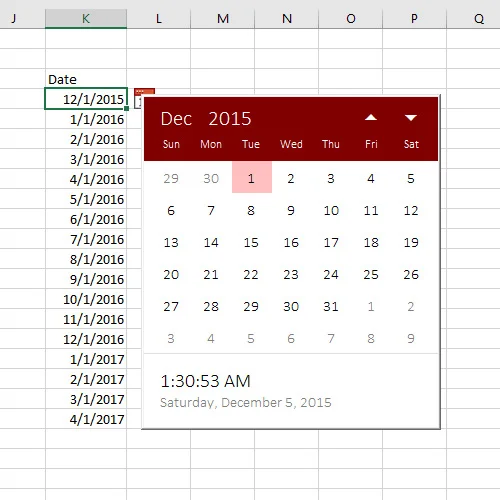 Excel Date Picker