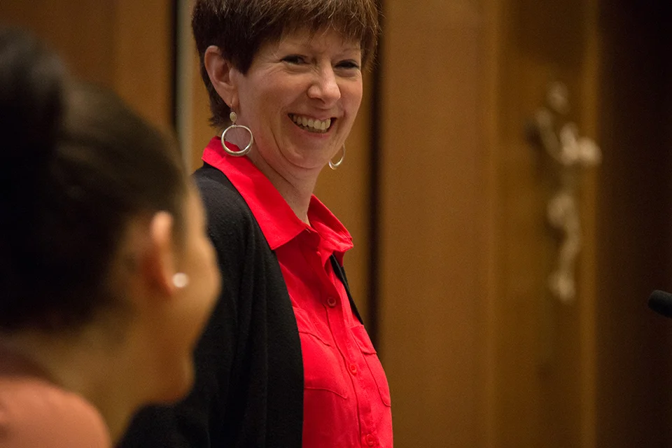 Coach Muffet McGraw, taken October 2013.