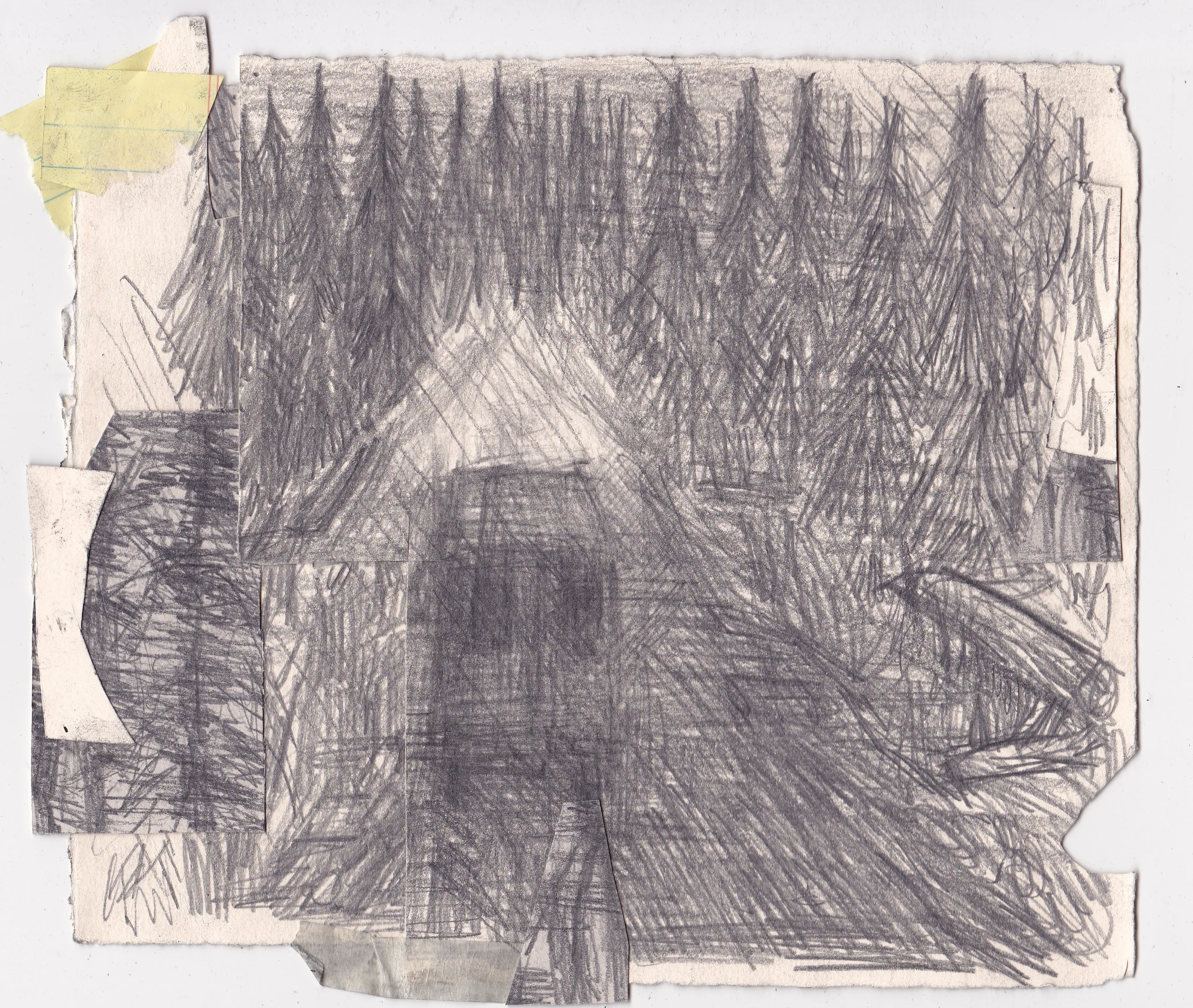 Driving Into the Emptiness, Augury of Lighting the Stove , 2013, graphite on paper, 7.5x9 inches