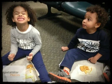 &nbsp; &nbsp; &nbsp; &nbsp; &nbsp; &nbsp; &nbsp; &nbsp; Eating dinner on our trip back home