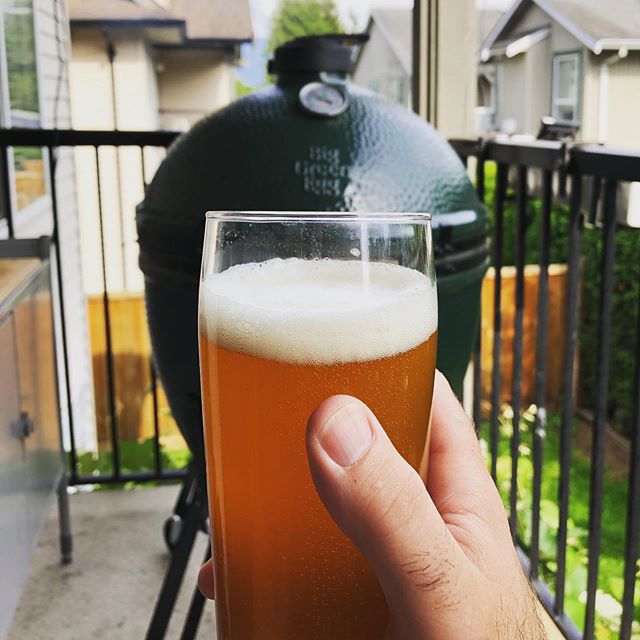 Light the Big Green Egg: Check.
Open beer: Check.
Cook meat: In Progress.