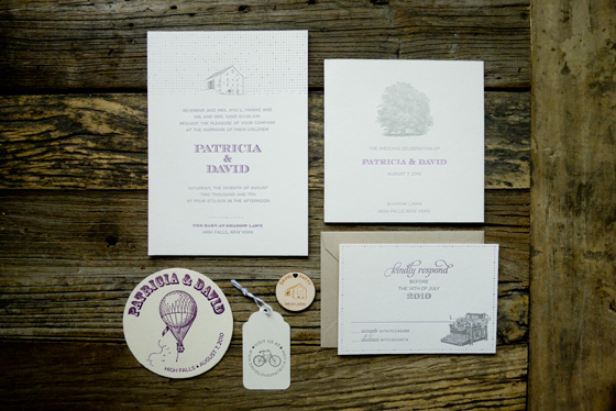 rustic letterpress barn wedding invitations