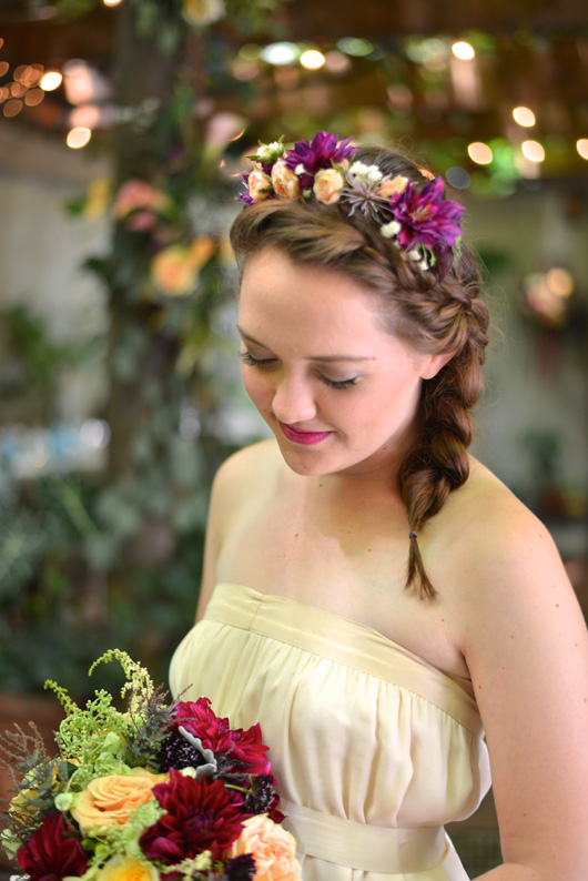 bride with flower crown