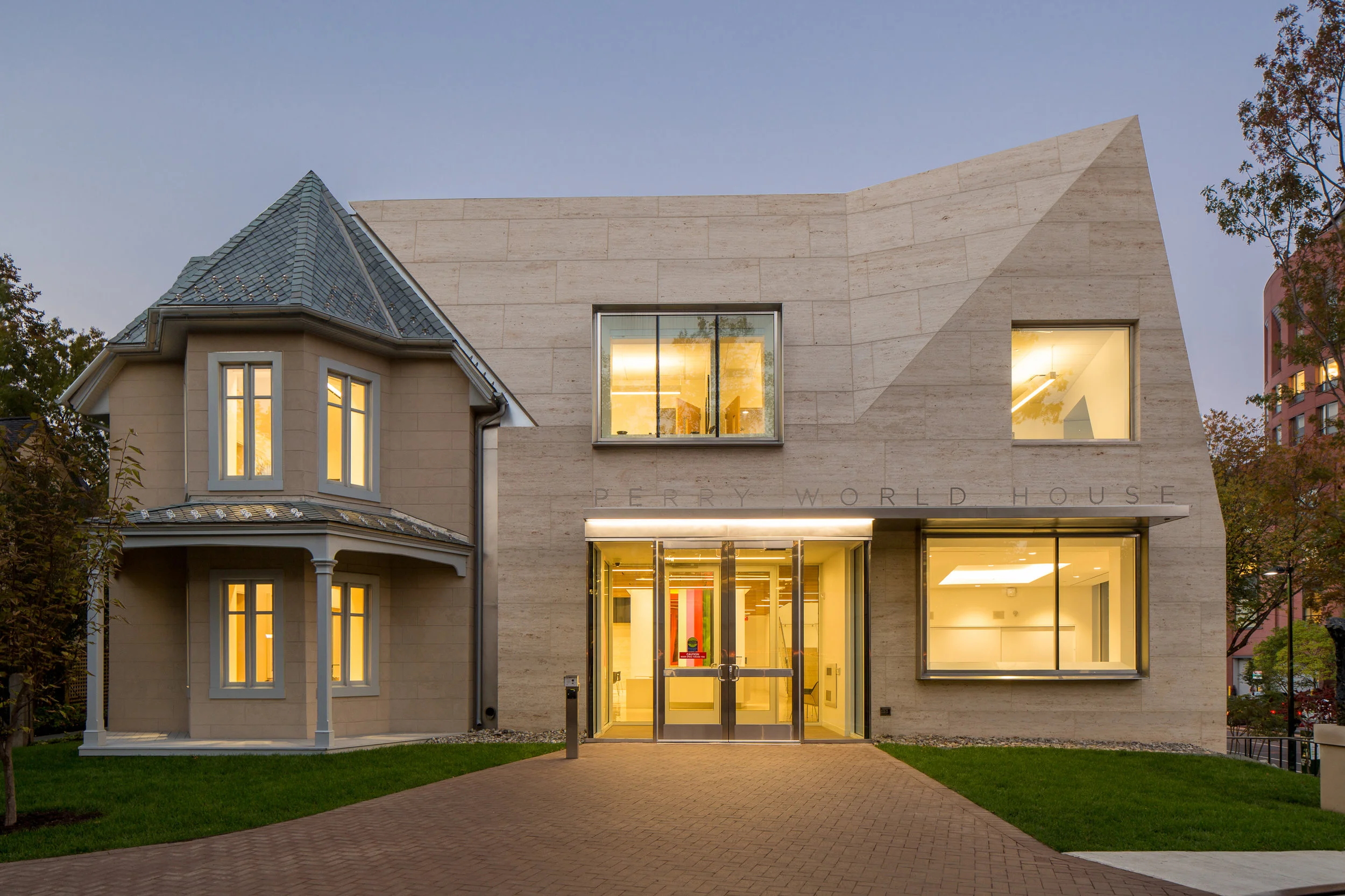 The original house (on the left) inspired the new structure’s composition (everywhere else). 1100 Architect