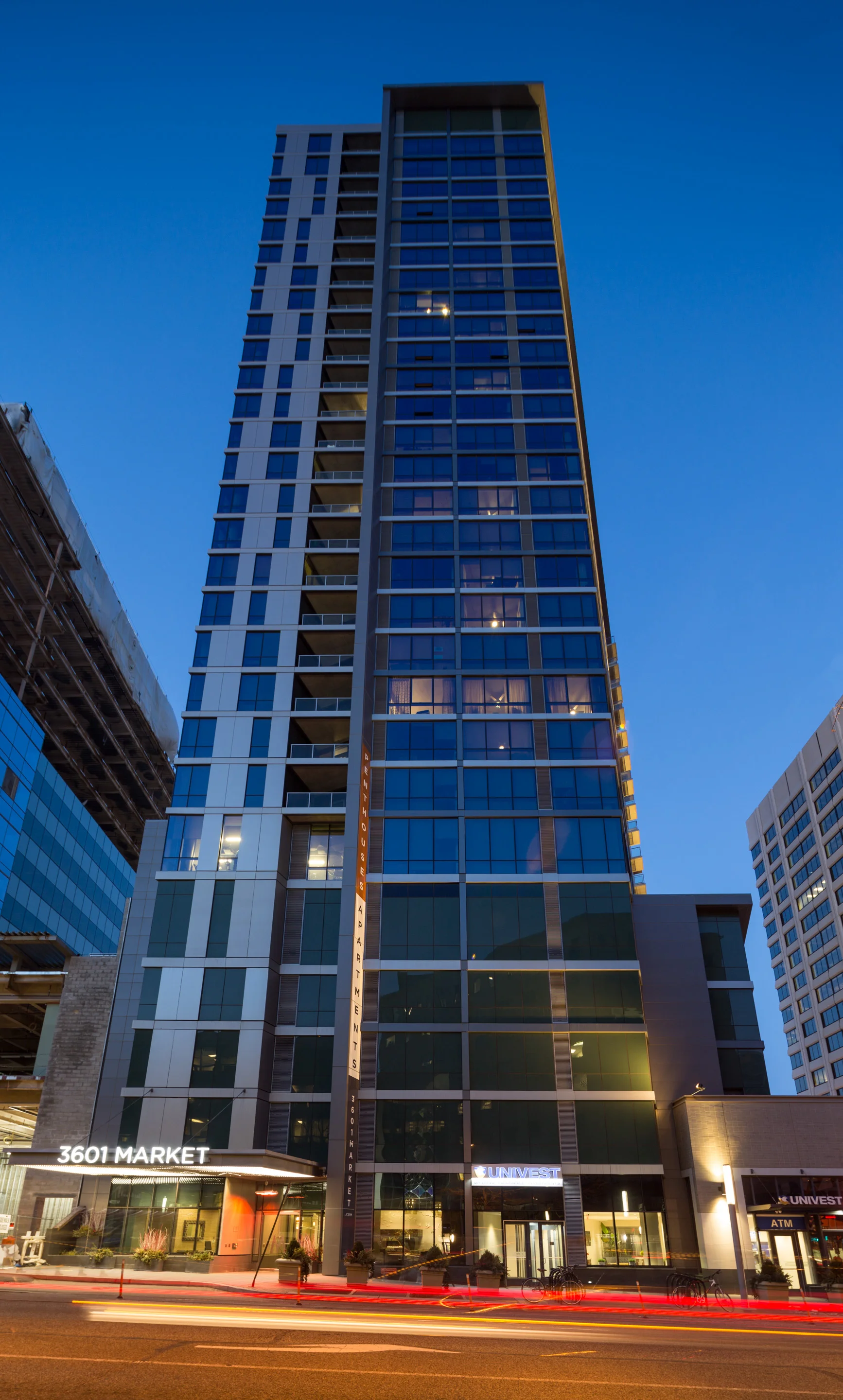 Nighttime is the right time for showing 3601’s sleek urban silhouette.