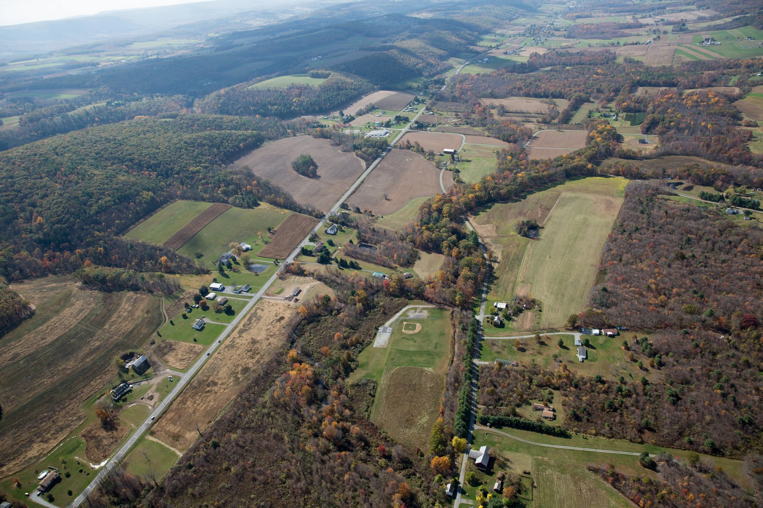   The area near Andreas, Pennsylvania, has plenty of agricultural fields—but can you spot the baseball one?  