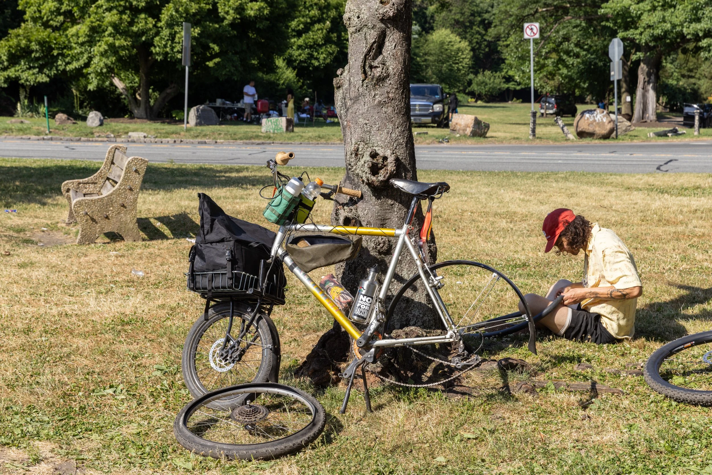   A flat tire wasn’t enough to end our ride, thanks to the supplies we were able to bring with us.  