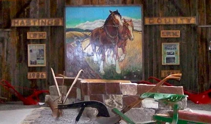 Pat Koch and her daughter Linda painted this picture of horses plowing for the International Plowing Match in Stirling in 1989.