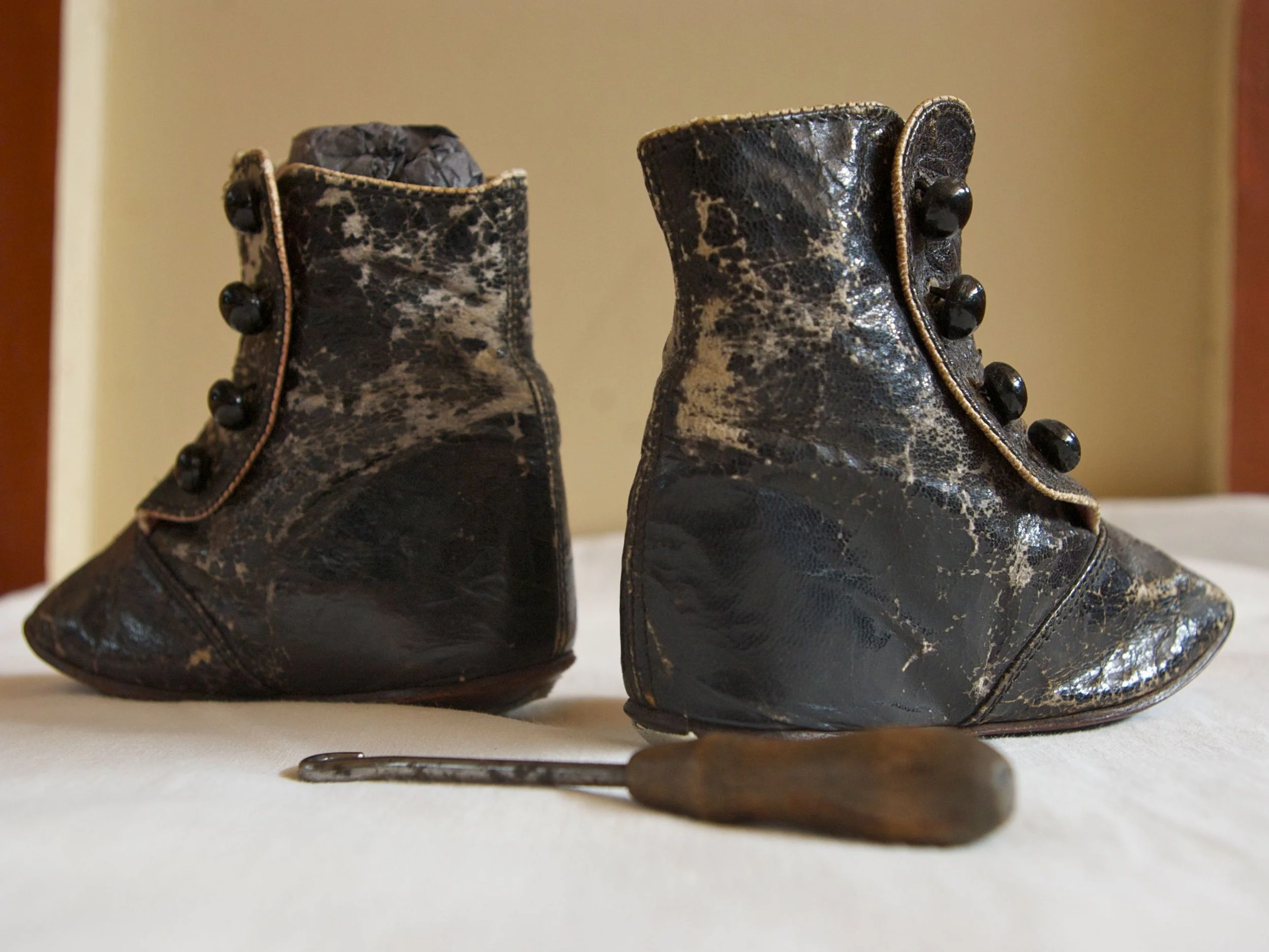 Harper Rollins's baby boots, circa 1884.