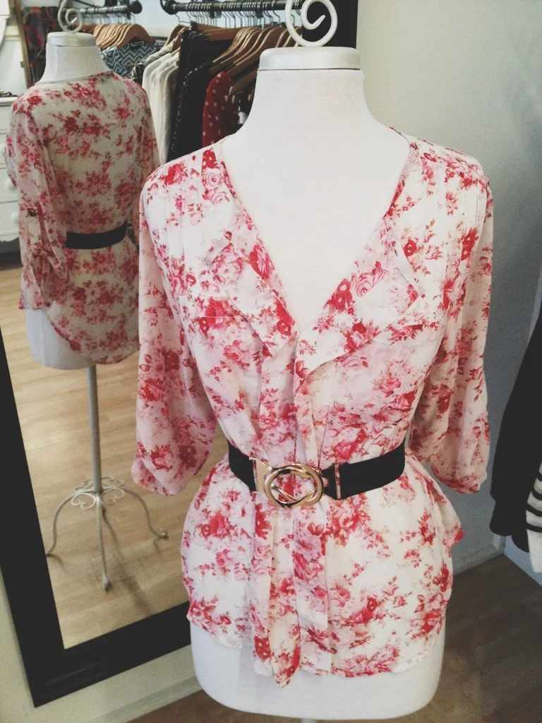 Sheer Pink and White Blouse