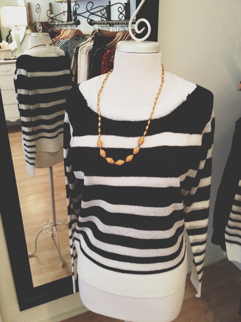 Navy and White Striped Sweater