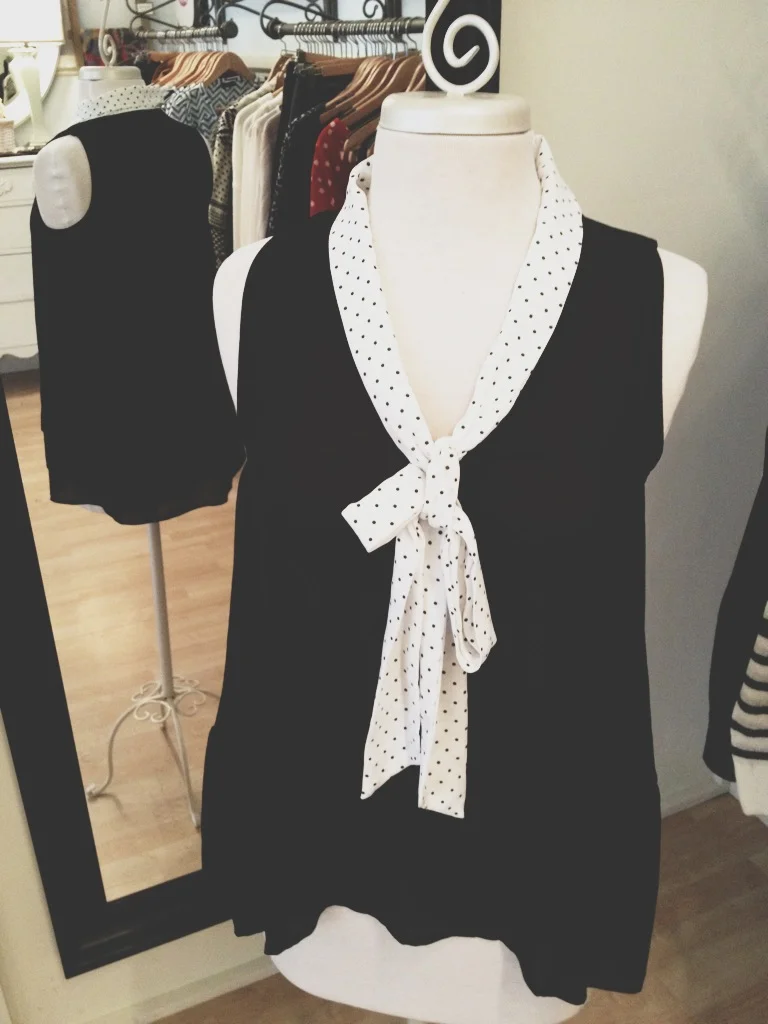 Black Tank Top with adorable Black and White Spotted Collar
