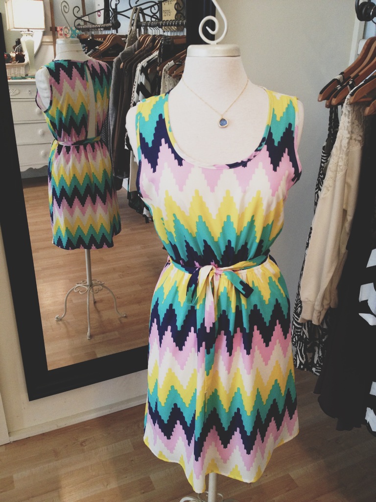 Spring striped chevron dress