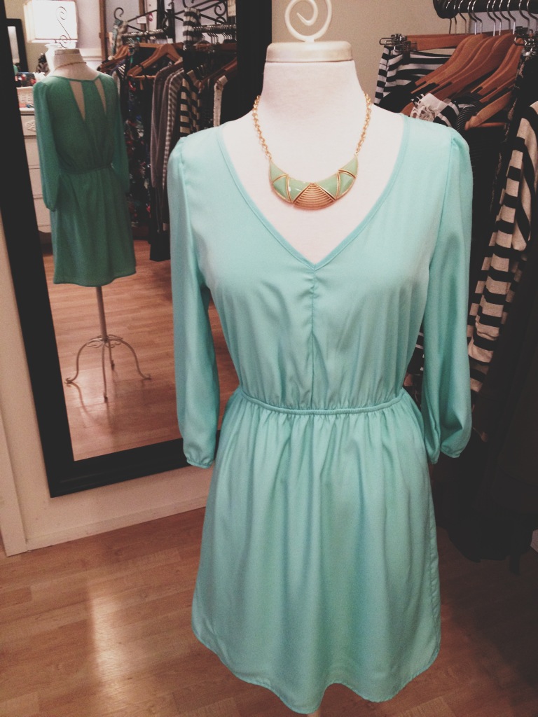 Minty Green Dress with Statement Necklace