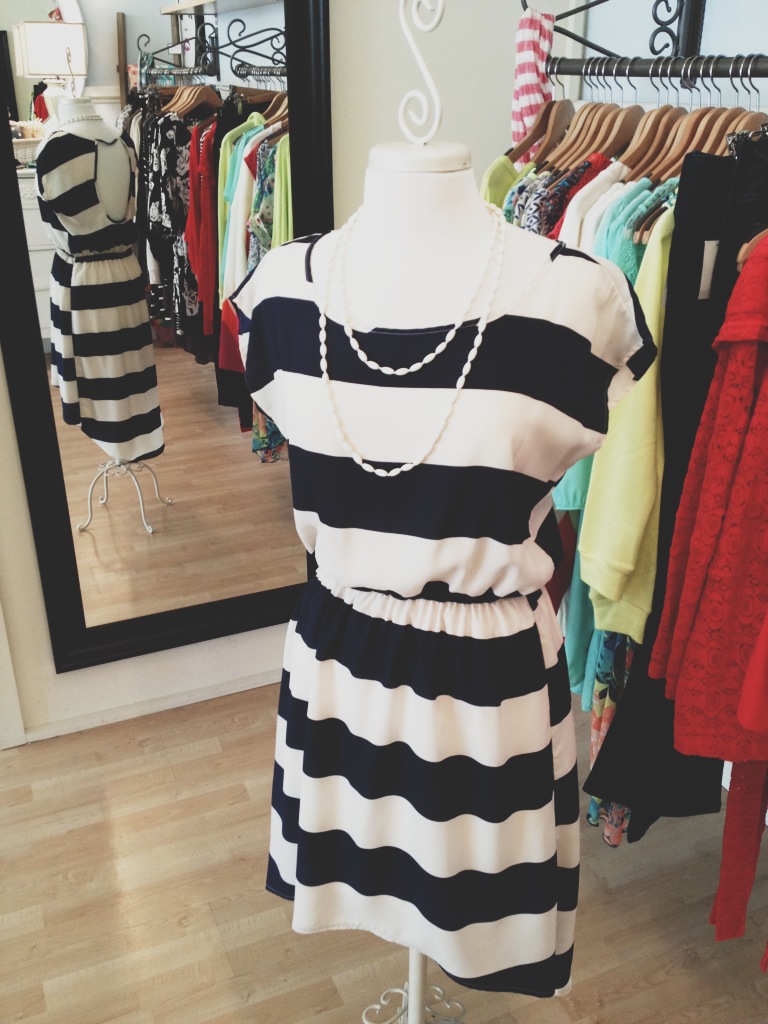 Navy & White Striped Dress