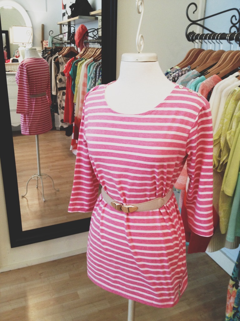 Pink and White Striped Top