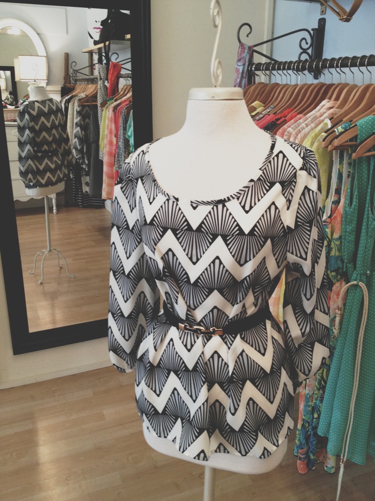 Funky Patterned Black & White Blouse