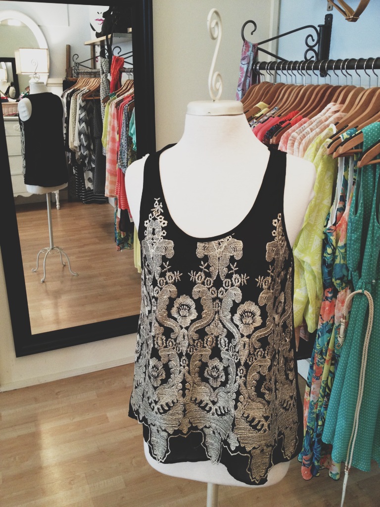 Black Embroidered Tank Top