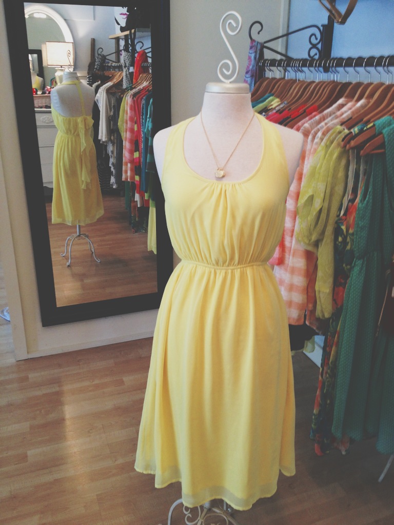 Yellow Sleeveless Dress with Unique Back