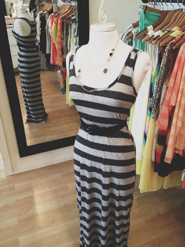 Striped Racer-Back Maxi Dress