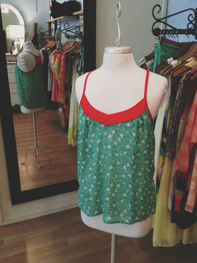 Green and Coral Loose Tank