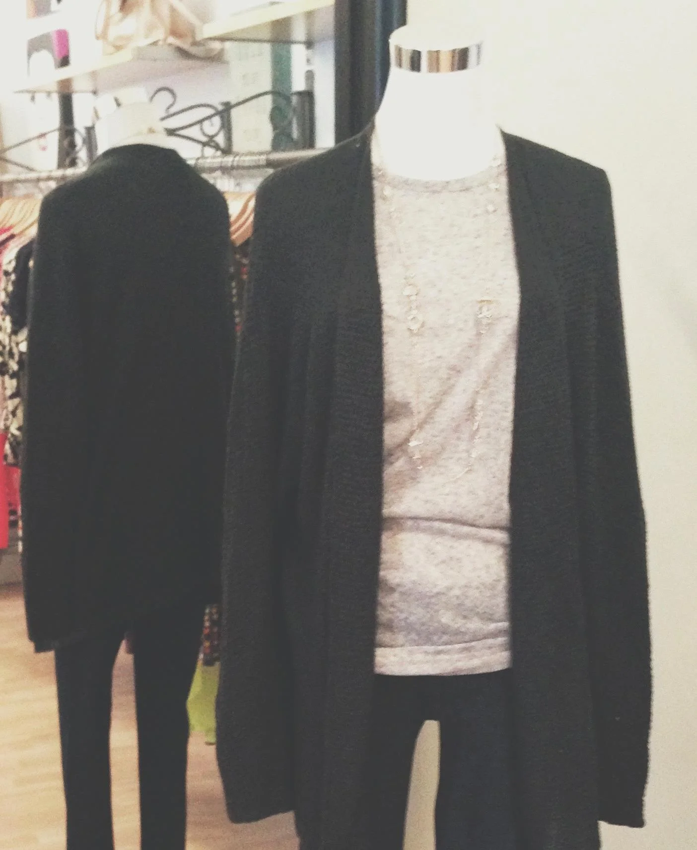 Dark green knit open front sweater