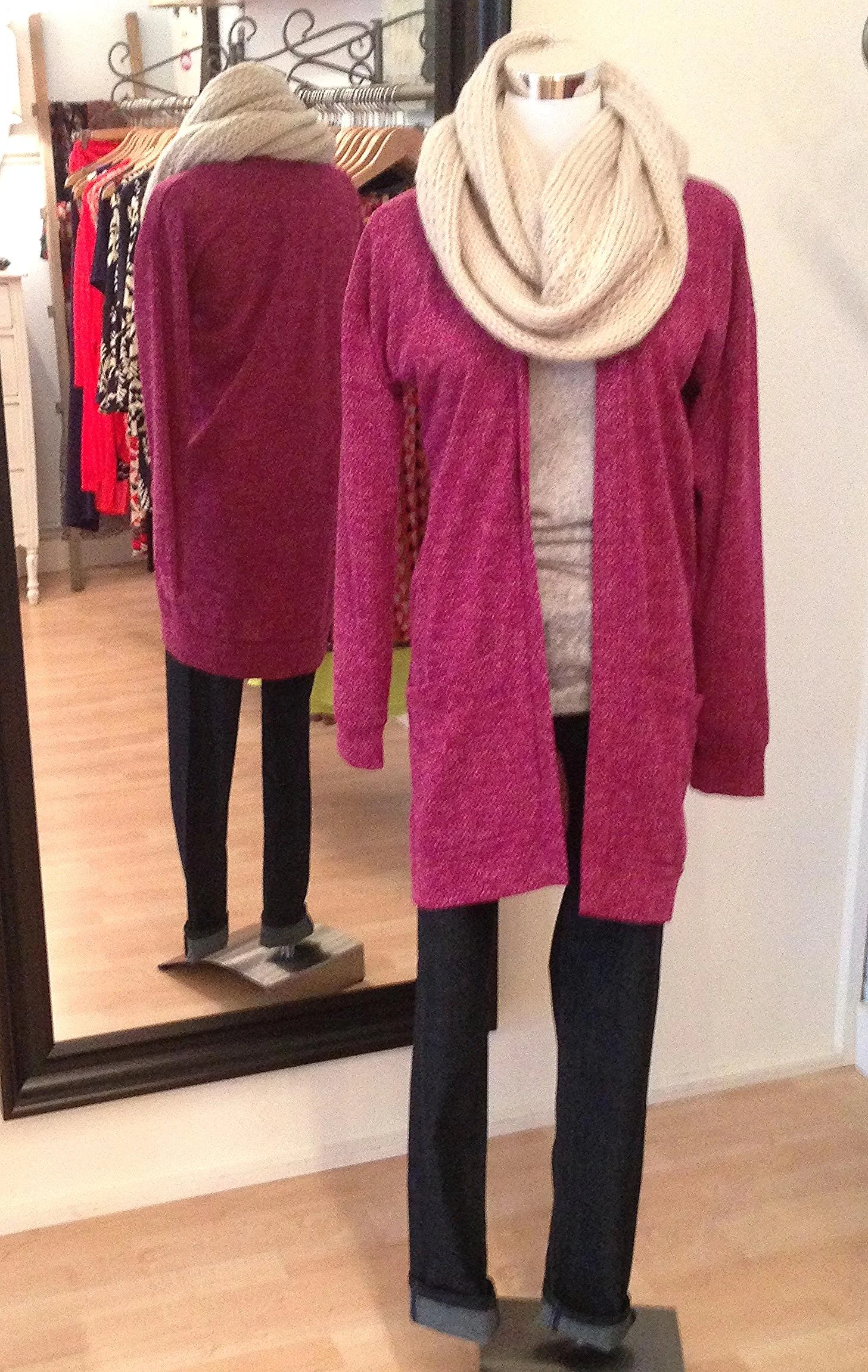 Magenta cardigan, $38