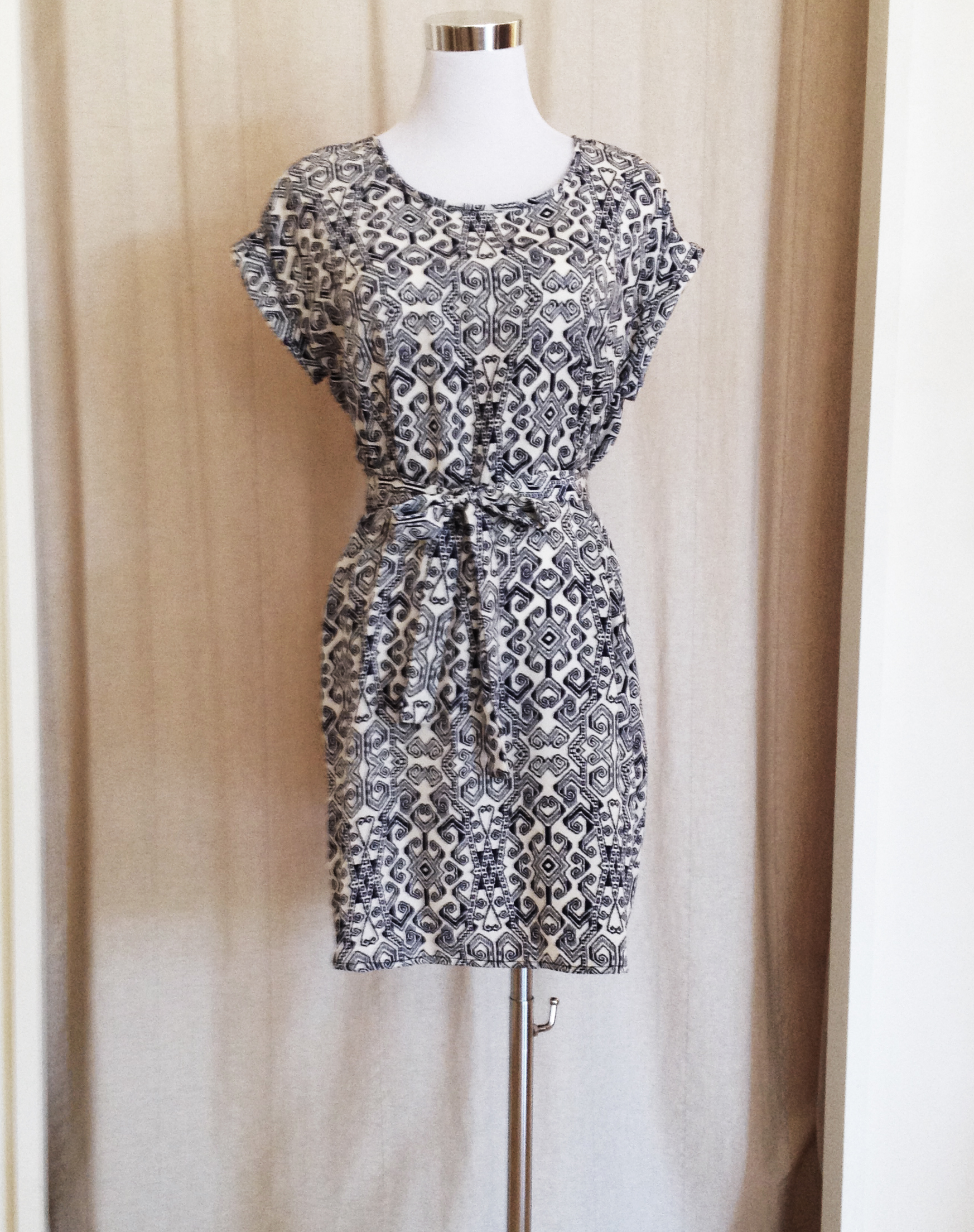 Navy and White Tribal Print Tunic Dress