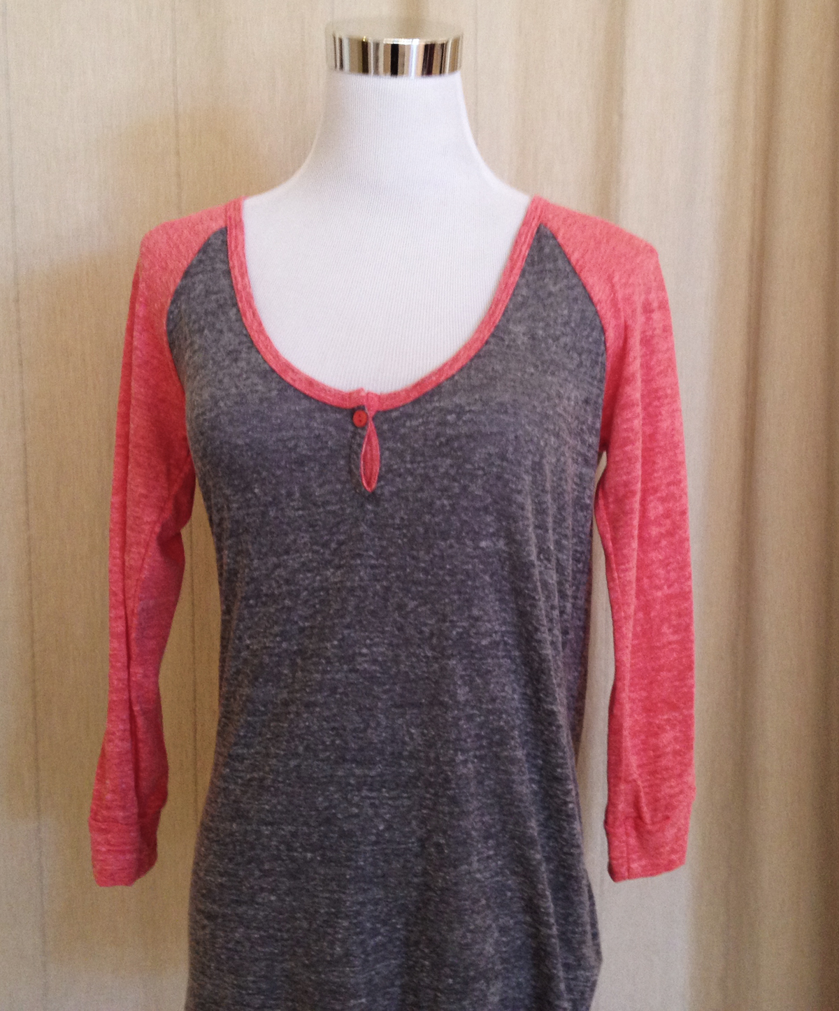 Pink and Taupe Baseball T-Shirt