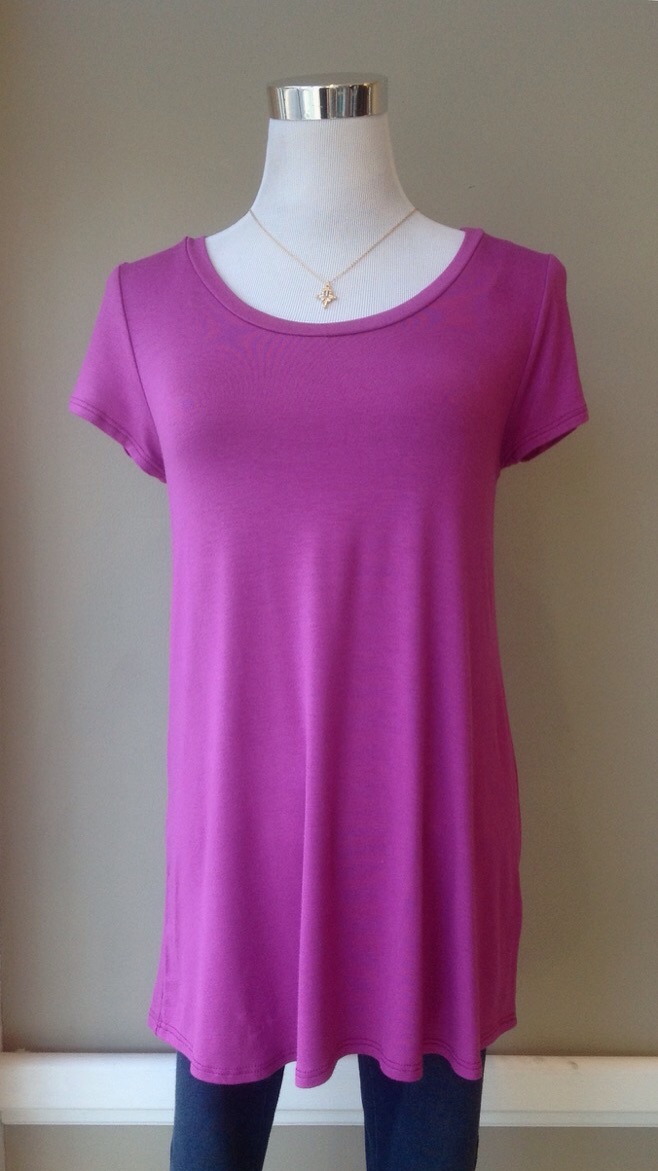 Fuchsia cap sleeve tunic tee, $26