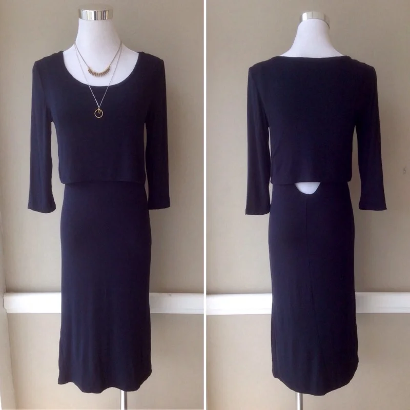 Lightweight layered midi dress in Black, $30