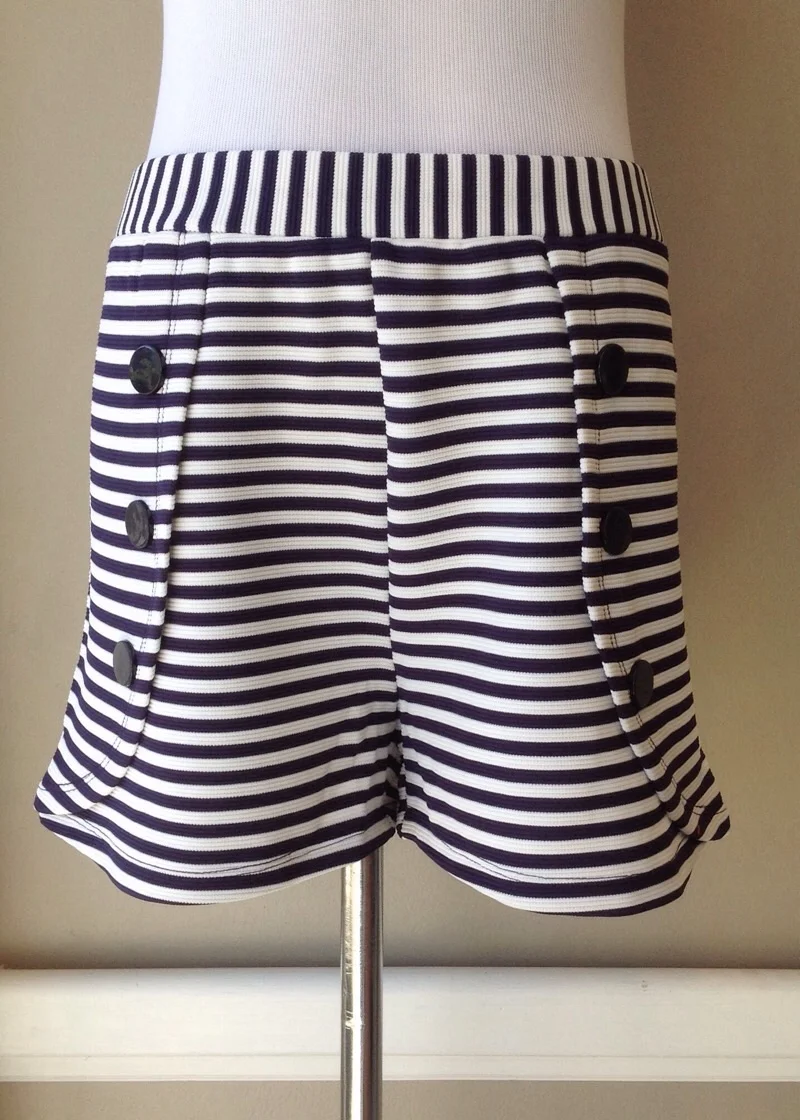 Stripe knit tulip short in navy/white, $34