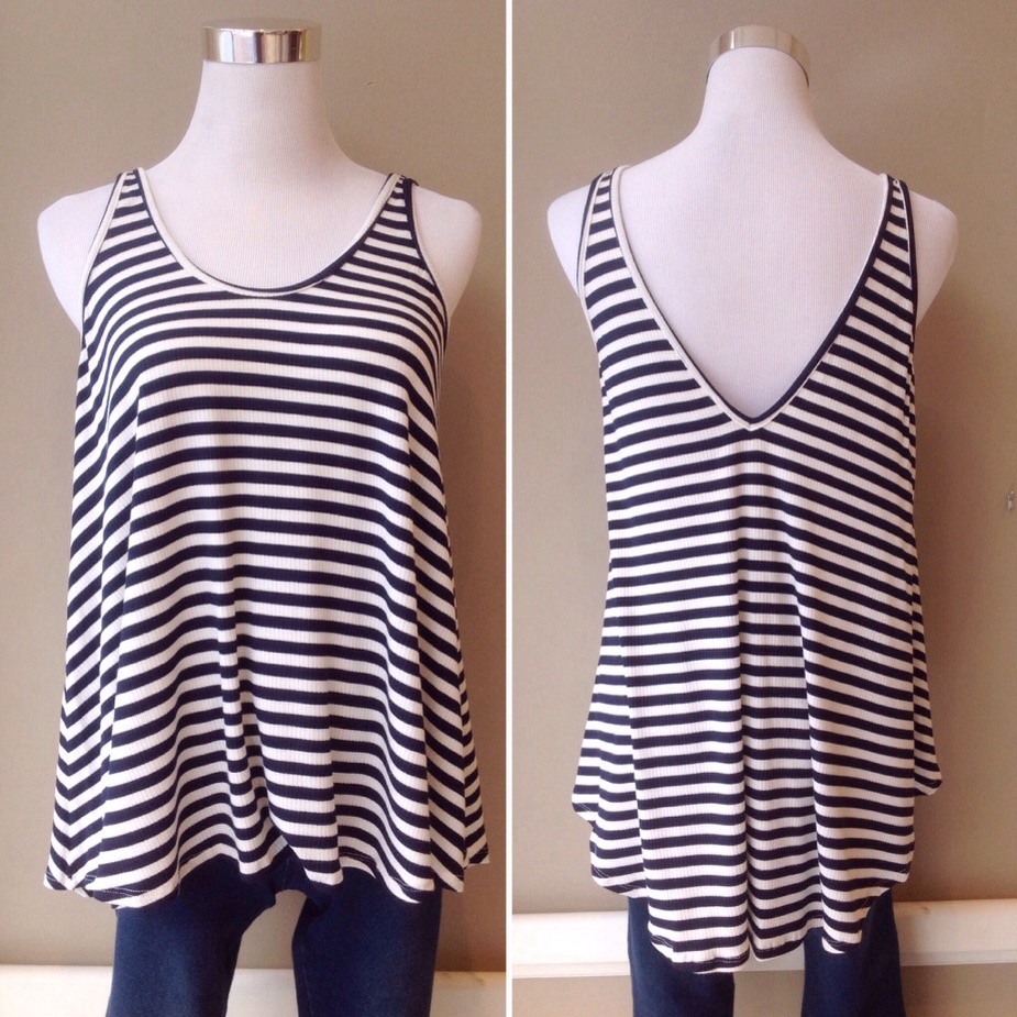 Navy and white stripe swing tank, $26