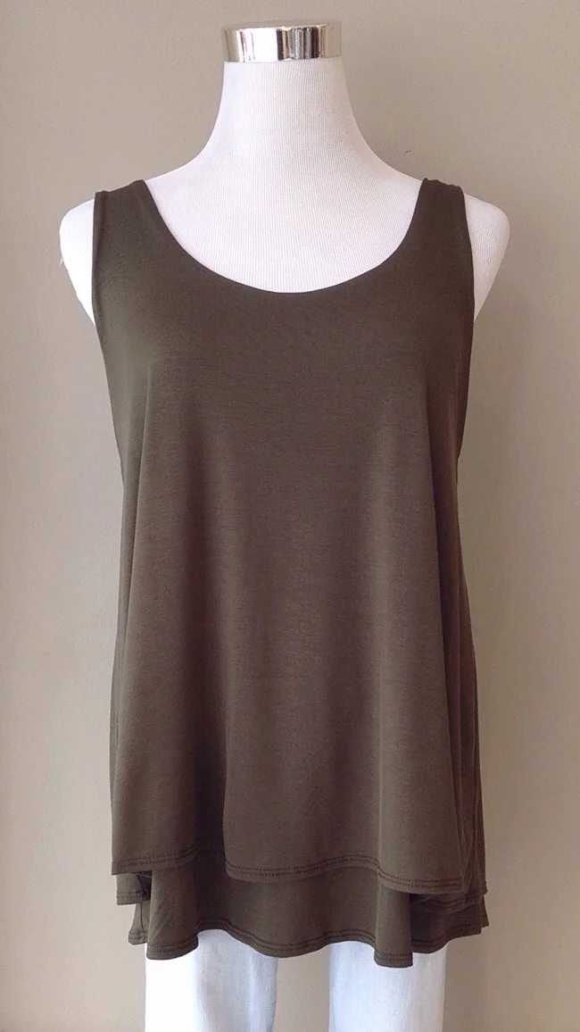 Double layer swing tank in olive, $32