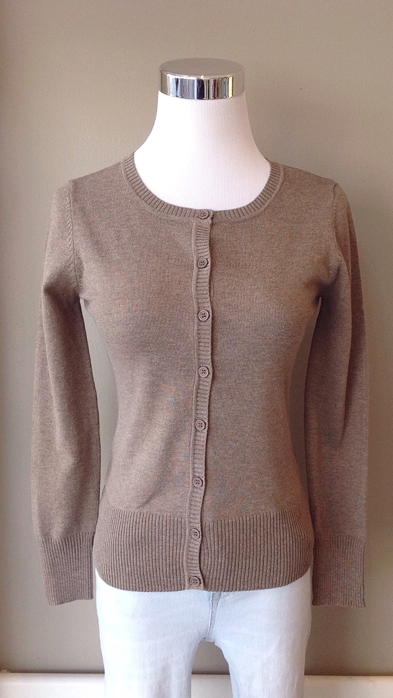 Taupe button-down knit cardigan $28