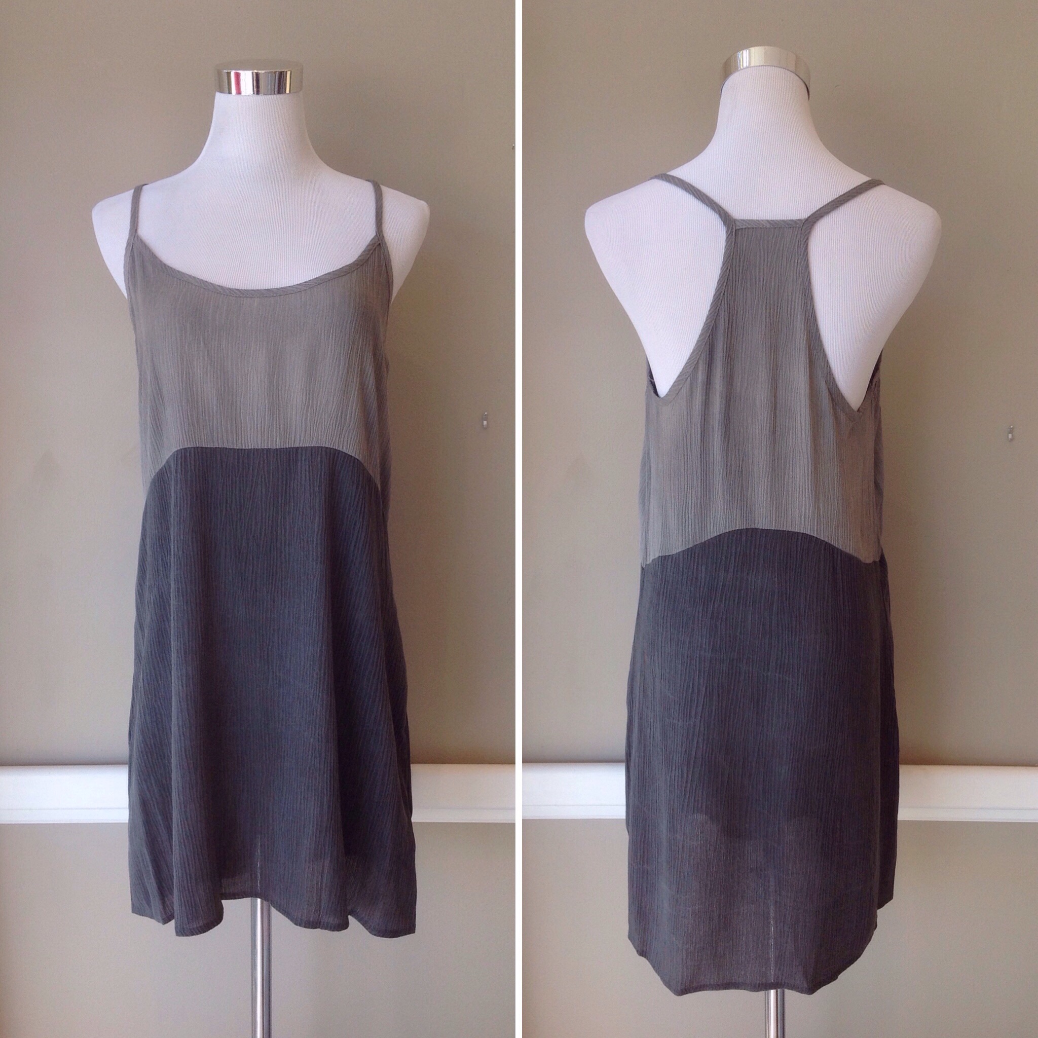 Crinkled colorblock dress with racerback, $32