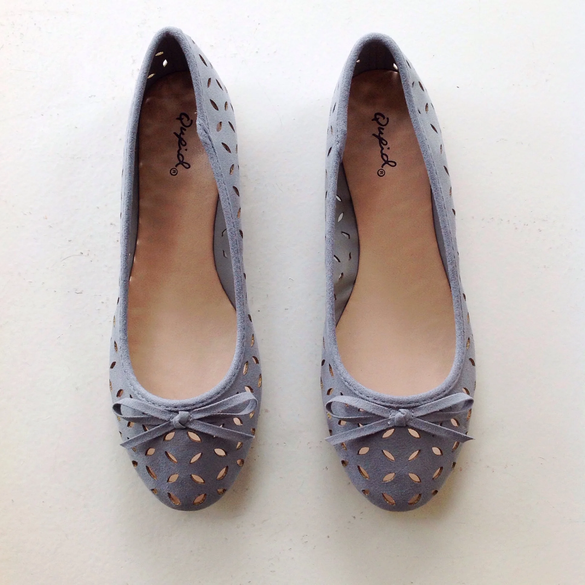 Grey lasercut ballet flats, $34