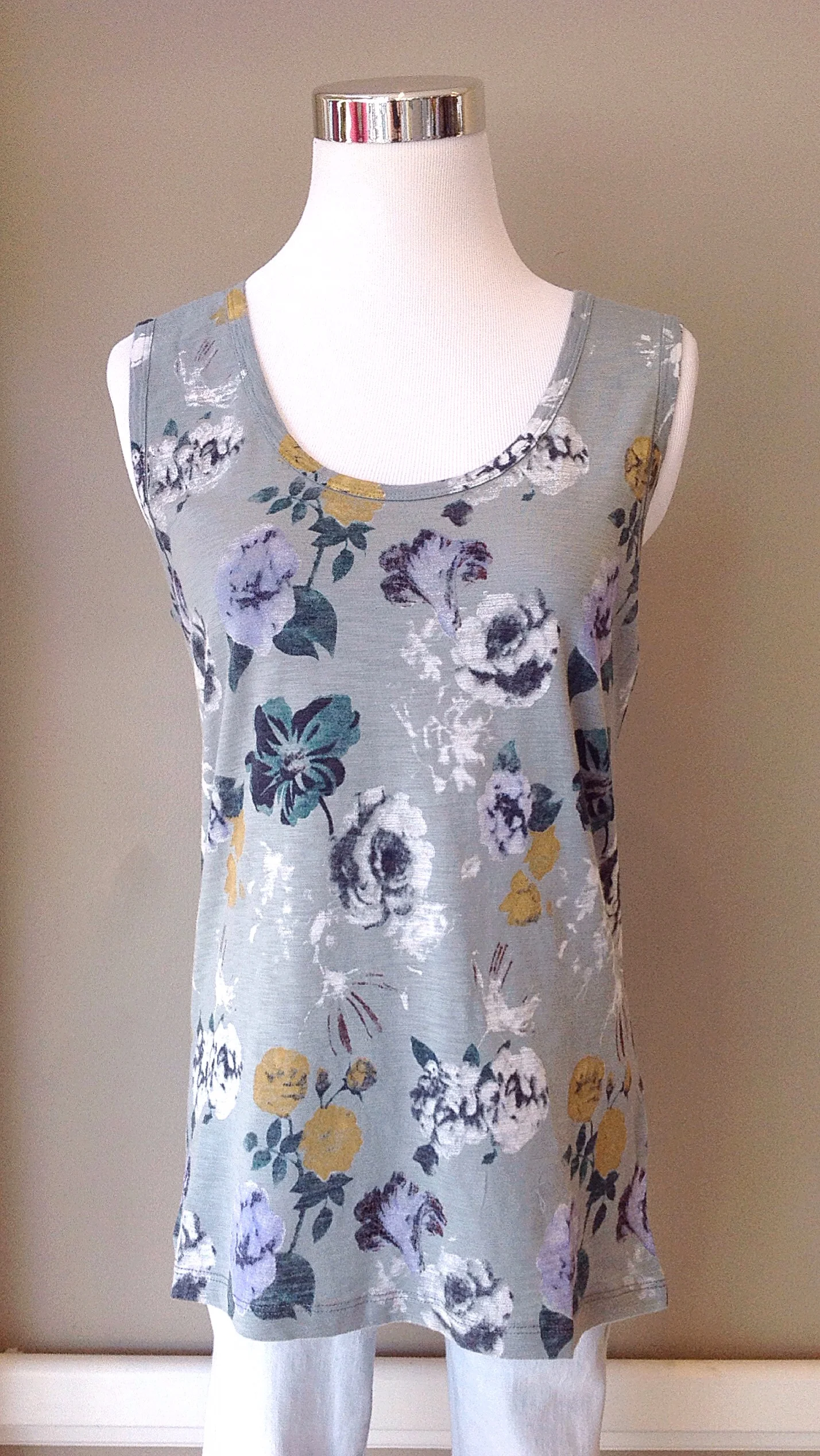 Cotton floral tank in mint/multi, $32
