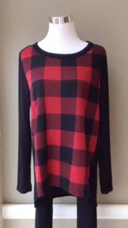 Buffalo check top in red/black, $32